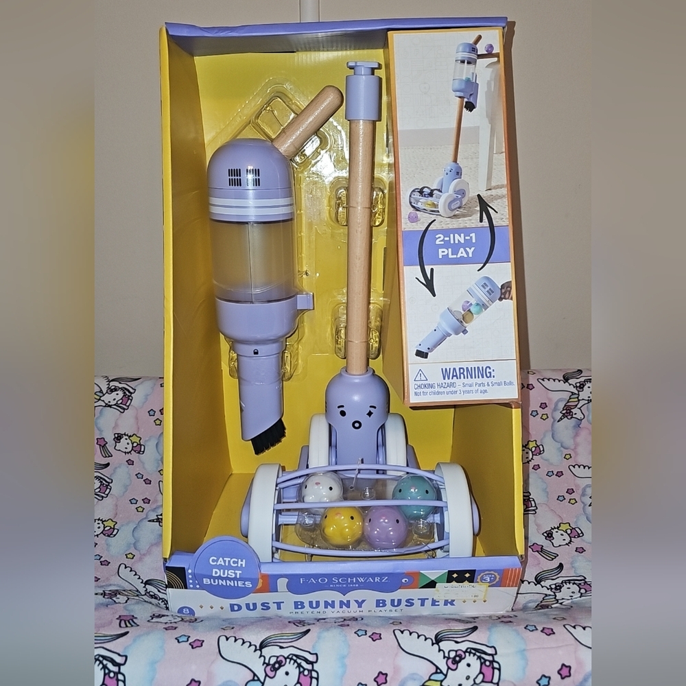 FAO Schwarz Pretend Play Dust Bunny Vacuum Set - New In Box